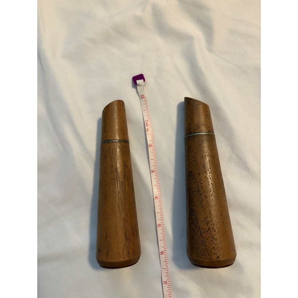 Vintage Salt and Pepper Shakers MCM Tapered Wood Brown Mid Century Modern - Picture 2 of 6